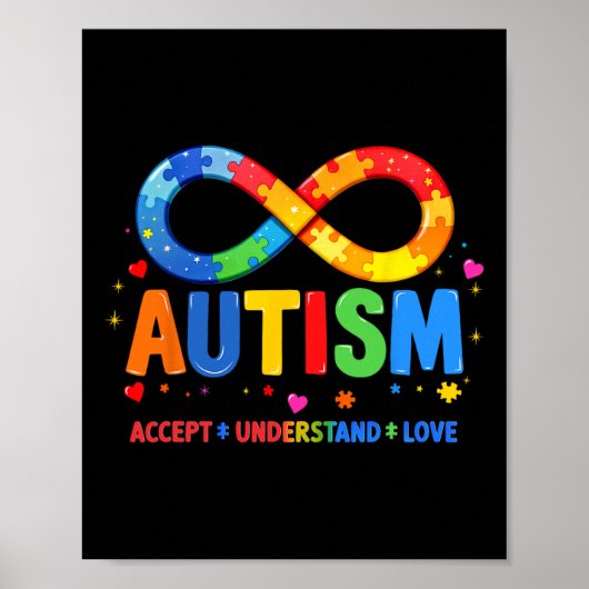 Autisme Bewustzijn Accepteer Liefde Asd Ondersteun Poster (Voorkant)