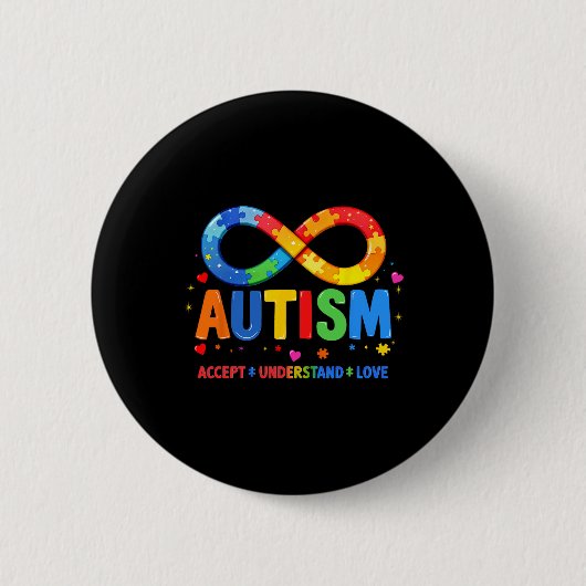 Autisme Bewustzijn Accepteer Liefde Asd Ondersteun Ronde Button 5,7 Cm (Voorkant)