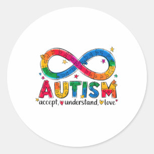 Autisme Bewustzijn Accepteer Liefde Asd Ondersteun Ronde Sticker
