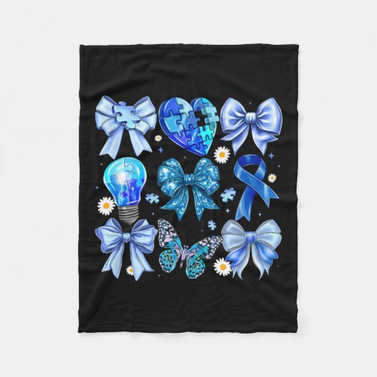 Autisme Bewustzijn Accepteer Puzzel Blauwe Koe Fleece Deken (Voorkant)