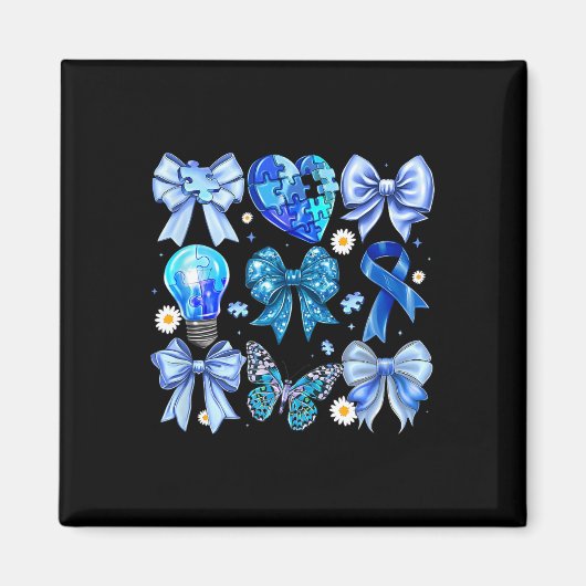 Autisme Bewustzijn Accepteer Puzzel Blauwe Koe Magneet (Voorkant)