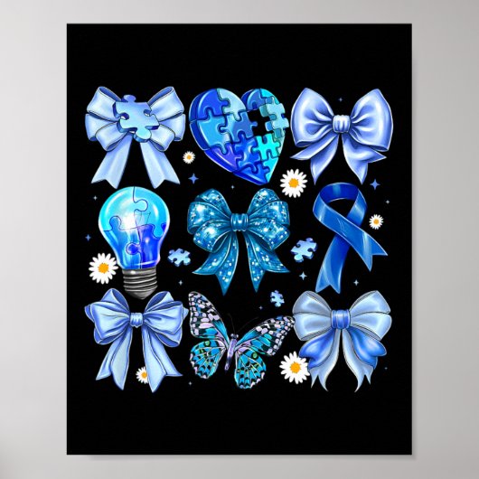 Autisme Bewustzijn Accepteer Puzzel Blauwe Koe Poster (Voorkant)