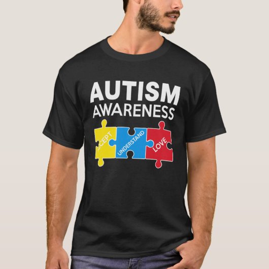 Autisme Bewustzijn Accepteer Steun Liefde Puzzel M T-shirt (Voorkant)