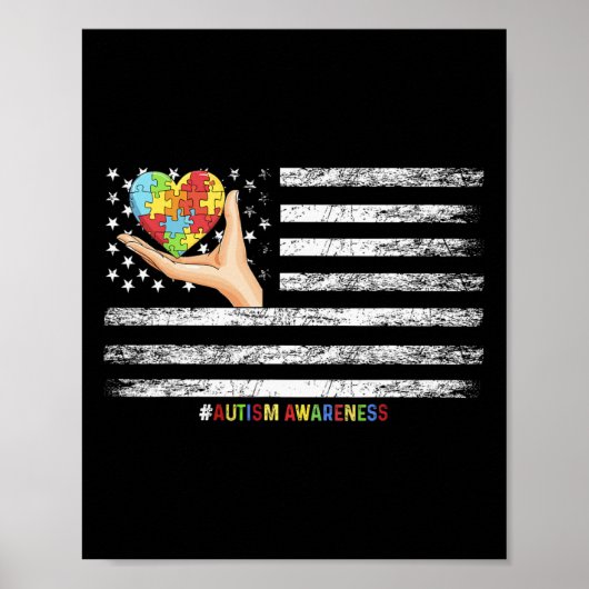 Autisme Bewustzijn Amerikaanse vlag Amerikaanse ha Poster (Voorkant)