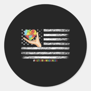 Autisme Bewustzijn Amerikaanse vlag Amerikaanse ha Ronde Sticker