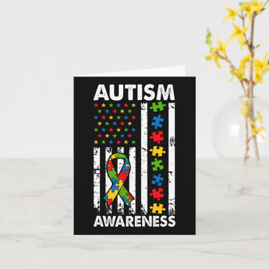 Autisme Bewustzijn Amerikaanse Vlag Puzzel Lint Pa Kaart (Gele Bloem)