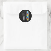 Autisme Bewustzijn Amerikaanse vlag Shirt, Autisti Ronde Sticker (Tas)