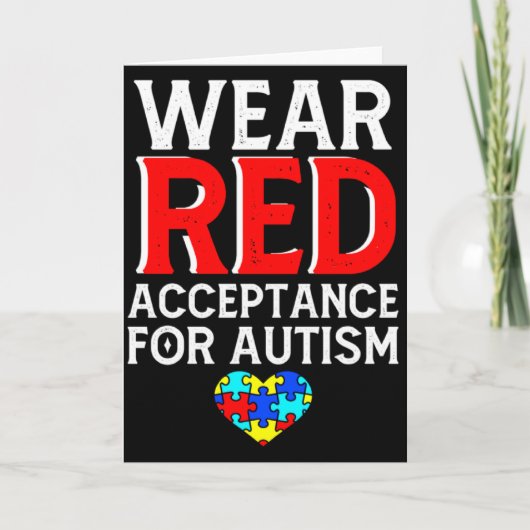 Autisme Bewustzijn April Draag Rode Acceptatie Voo Kaart (Voorkant)