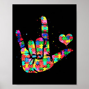 Autisme Bewustzijn Asl Liefde Gebarentaal Puzzel T Poster