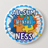 Autisme bewustzijn Ausomeness speld badge Ronde Button 4,0 Cm (Voorkant)