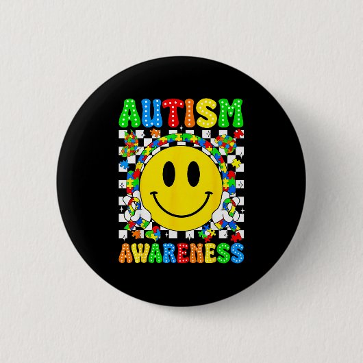 Autisme bewustzijn autism squad ondersteuning lach ronde button 5,7 cm (Voorkant)