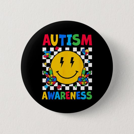 Autisme bewustzijn Autism Squad Ondersteuning Smil Ronde Button 5,7 Cm (Voorkant)