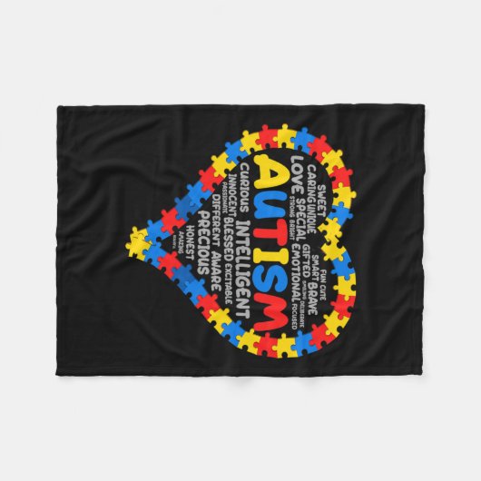 Autisme Bewustzijn Autisme Hart Autisme 1 Fleece Deken (Voorkant (Horizontaal))