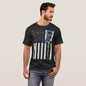 Autisme Bewustzijn Autisme Lint US Flag Ondersteun T-shirt (Voorkant volledig)