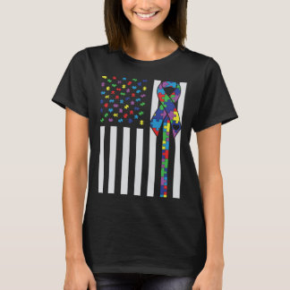 Autisme Bewustzijn Autisme Lint VS Vlag Steun Aut T-shirt