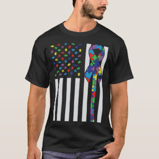 Autisme Bewustzijn Autisme Lint VS Vlag Steun Aut T-shirt