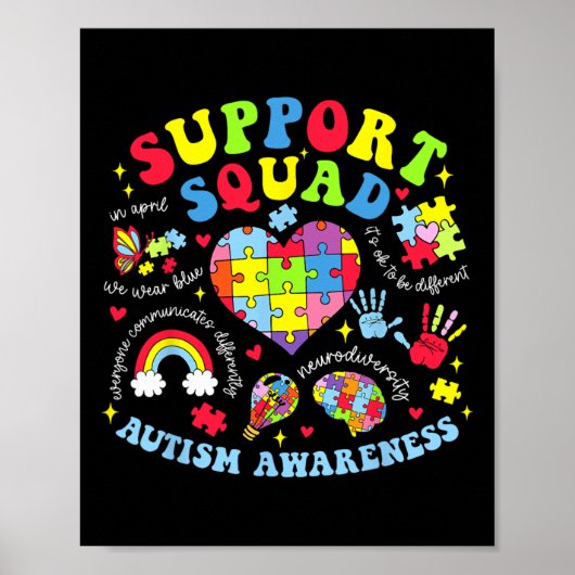 Autisme Bewustzijn Autisme Ondersteuning Squad Fam Poster (Voorkant)