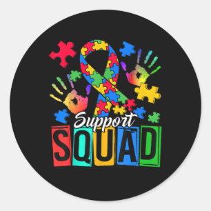 Autisme Bewustzijn Autisme Ondersteuning Squad Fam Ronde Sticker