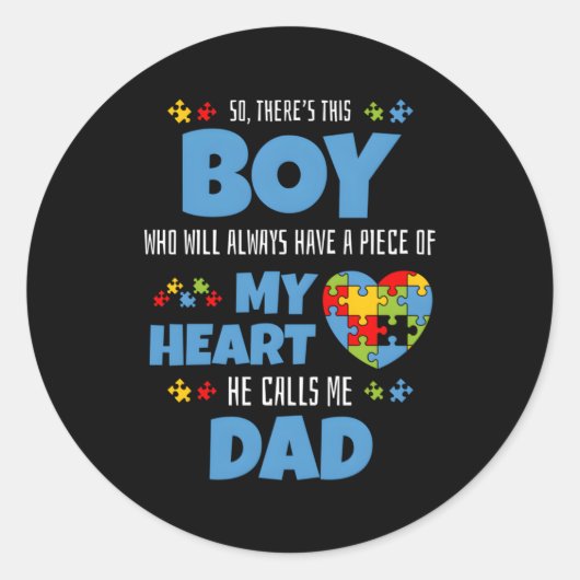 Autisme Bewustzijn Autisme Papa Ronde Sticker (Voorkant)