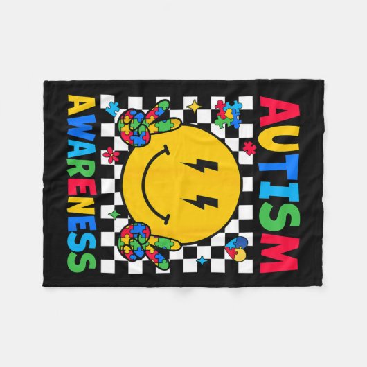 Autisme Bewustzijn Autisme Squad Ondersteuning Smi Fleece Deken (Voorkant (Horizontaal))