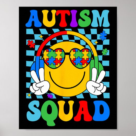 Autisme Bewustzijn Autisme Squad Ondersteuning Smi Poster (Voorkant)