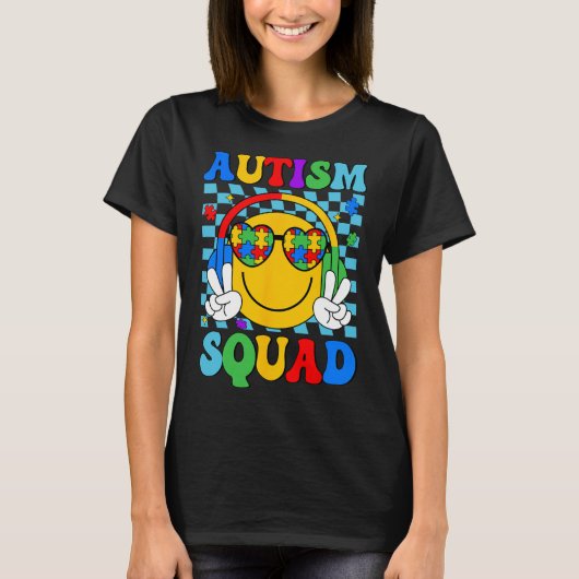 Autisme Bewustzijn Autisme Squad Ondersteuning Smi T-shirt (Voorkant)