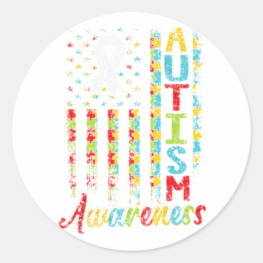 Autisme Bewustzijn Autisten Ondersteuning Autistis Ronde Sticker (Voorkant)