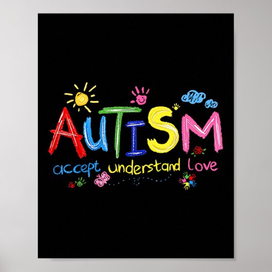 Autisme Bewustzijn Autistisch Accepteren Begrijp L Poster (Voorkant)