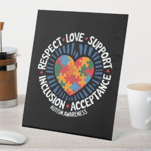 Autisme Bewustzijn Autistisch Respect Liefde Onder Reclamebord Met Voetstuk