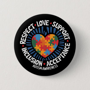 Autisme Bewustzijn Autistisch Respect Liefde Onder Ronde Button 5,7 Cm