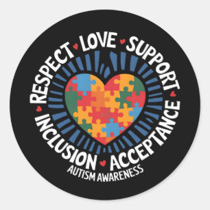 Autisme Bewustzijn Autistisch Respect Liefde Onder Ronde Sticker
