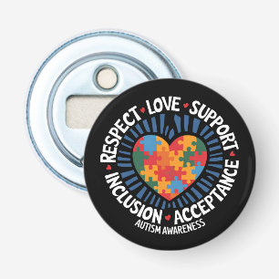 Autisme Bewustzijn Autistisch Respect Liefde Steun Button Flesopener