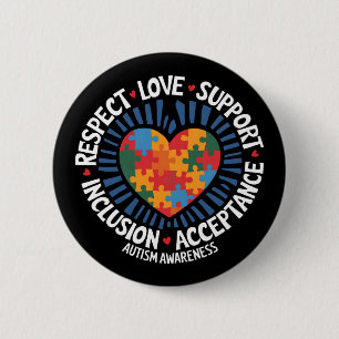 Autisme Bewustzijn Autistisch Respect Liefde Steun Ronde Button 5,7 Cm