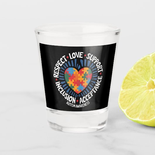 Autisme Bewustzijn Autistisch Respect Liefde Steun Shot Glas (Voorkant)