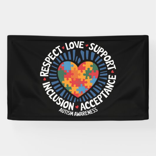 Autisme Bewustzijn Autistisch Respect Liefde Steun Spandoek (Horizontaal)