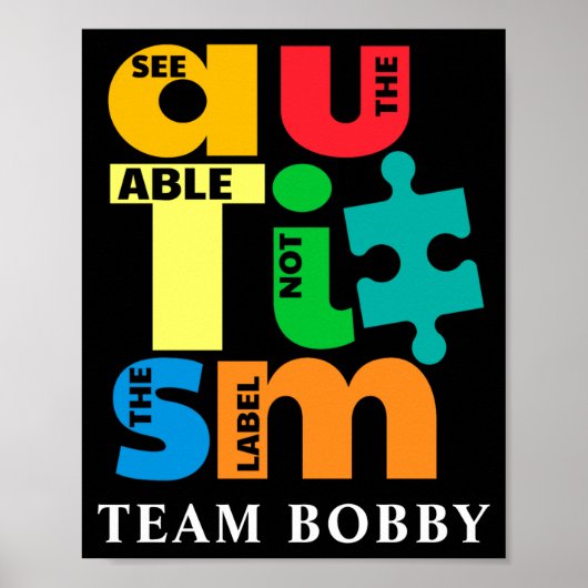 Autisme bewustzijn bijpassend familieteam Aangepas Poster (Voorkant)