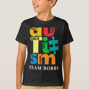 Autisme bewustzijn bijpassend familieteam op maat t-shirt