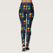 Autisme Bewustzijn Blauw Geel Rood Groen Puzzels Leggings (Achterkant)