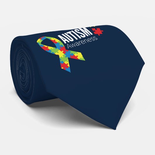 Autisme-bewustzijn - blauw stropdas (Opgerold)