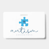 autisme bewustzijn blauwe puzzelstuk hart  badge (Voorzijde)