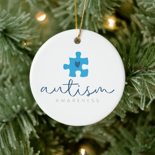 autisme bewustzijn blauwe puzzelstuk hart keramisch ornament (Boom)