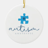 autisme bewustzijn blauwe puzzelstuk hart keramisch ornament (Voorkant)