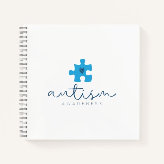 autisme bewustzijn blauwe puzzelstuk hart notitieboek (Voorkant)