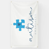 autisme bewustzijn blauwe puzzelstuk hart spandoek (Verticaal)