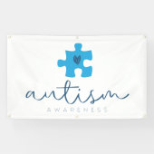 autisme bewustzijn blauwe puzzelstuk hart spandoek (Horizontaal)