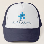autisme bewustzijn blauwe puzzelstuk hart trucker pet (Voorkant)