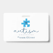 autisme bewustzijn blauwe puzzelstuk #team naam badge (Voorzijde)