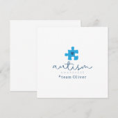 autisme bewustzijn blauwe puzzelstuk #team naam  kaart (Voorkant / Achterkant)