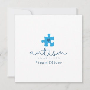 autisme bewustzijn blauwe puzzelstuk #team naam kaart