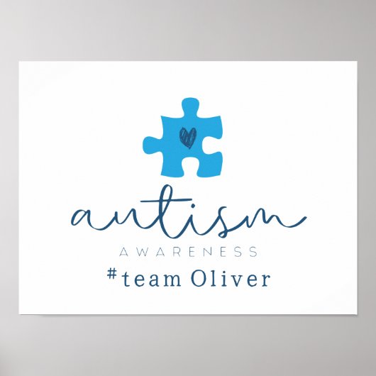 autisme bewustzijn blauwe puzzelstuk #team naam  poster (Voorkant)